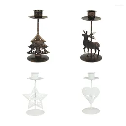 Candle Holders 1pc Christmas Iron Candlestick Snowflake Elk Pendants Ornaments Merry Decoration Happy Year