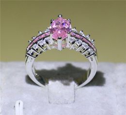 Brand Marquise Cut Pink Sapphire Jewelry White Gold Filled Wedding Engagement Band Ring for Women Bride Exquisite Gift Size 5107596500