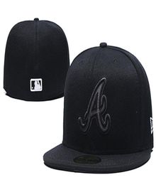 2020 Men039s Braves Full Black Colour Size Fitted Flat Hats A Letter Embroidered Size Caps Hip Hop Design Baseball Full Closed C3597187