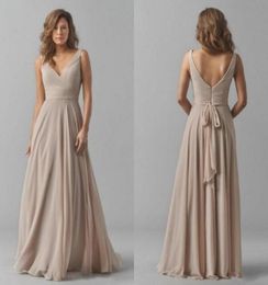Top Quality Bridesmaid Dresses Long V Neck Ruched Bodice A Line Floor Length Chiffon Formal Maid of Honour Dresses4675460