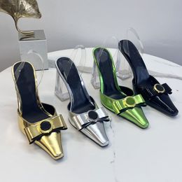 Designer sandalo da donna con tacchi alti pantofole medusa tacchi quadrati quadrati da 10 cm scarpe in pelle di lusso di lusso di top-top di qualità intaglia