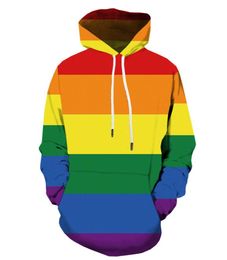 Rainbow Color Hoodie Occident Man Funny lgbt 3D Hooded Sweatshirt Harajuku Sweatshirts Pullovers Drop Clothes Ypf4744298677