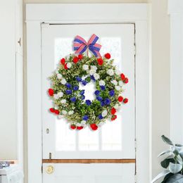 Decorative Flowers 4TH Of July Independence Day Wreath Handmade Multipurpose Patriotic 45x45cm For Accessories