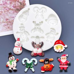 Baking Moulds Candy Cane Santa Claus Snowman Reindeer Christmas Silicone Sugarcraft Mould Cupcake Mould Fondant Cake Decorating Tools