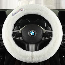 Kış Sıcak Peluş Kabarık Kadın Kız Karikatür Güzel Direksiyon Simidi Kapaklar Araba Dekorasyon Arabası SUV Tekerlek Koruyucu