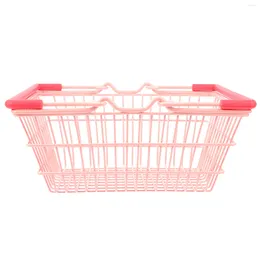 Storage Bags Plastic Basket Shopping Pretend Play Handheld Sundry Organizer Desktop Stores Metal Alloy Farmhouse Kids Handle Child
