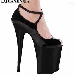 Dress Shoes 20cm Gladiator Women's Pumps Platform Sexy Clubbing Exotic Dancer 8 Inch High Heels Stripe Clear Party