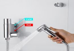 Thermostic Bathroom Shower Set Wall Mounted Bidet Toilet Faucet Shower Portable Sprayer Set and Cold Water Hygienic Shower LJ29818046