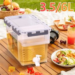 Water Bottles 3.5/6L High Temperature Resistance Fridge Beverage Dispenser Cold Bucket With Spigot Drinking Jug For Outdoor Picnic