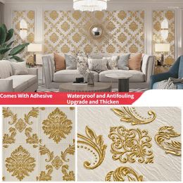 Wallpapers 70X70CM Gold Printing 3D Wall Sticker Living Room Background Decoration Bedroom Waterproof Warm Self-Adhesive Wallpaper