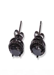 Mens Hip Hop Stud Earrings Jewellery New Fashion Black Silver Simulated Diamond Round Earrings For Men6528578