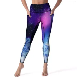 Active Pants Mountains Northern Lights Leggings Winter Wonderlights Push Up Yoga Sweet Stretch Legging Female Fitness Sport