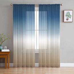 Curtain Blue Khaki Gradient Chiffon Sheer Curtains For Living Room Bedroom Kitchen Decoration Window Voiles Organza Tulle