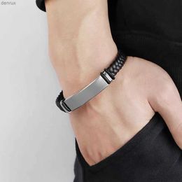 Other Bracelets Bracelet Homme Twist Braid Leather Rope Bracelets For Men Stainless Steel Hiphop Rock Fashion Jewellery Accessories WholesaleL240415