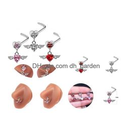 Beaded Diamond Anti Allergy Stainless Steel Nose Ring Stud Screws Rose Ball Piercing Rings Women Jewellery Will And Dandy Gif Dhgarden Dhvcu