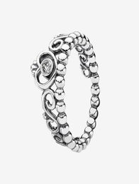 Cute Women's Princess Tiara Crown Ring 925 Sterling Silver Jewelry for CZ diamond Wedding Rings set with Original box7537578