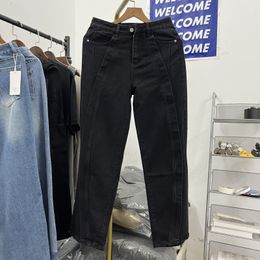 Real Photos Washed Jeans Pants for Men Women Pocket Trousers Black Blue 2024ss