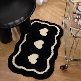 Carpets Black White Bath Mat Thick Soft Microfiber Floor Non Slip Washable Absorbent Bathroom Decor For Living Room Carpet