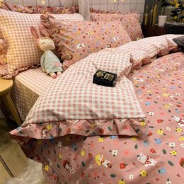 Bedding Sets Spotted Set Modern Design Cotton Cute Kawaii For Girls Bedroom Flower Colchones De Cama Home Decor BD50CJ