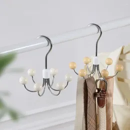 Hangers Iron Wooden Ball Swivel Hook Creative Black 360° Rotatable Six-claw Hanging Clothes For Wardrobe