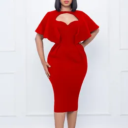 Casual Dresses Arrival Fashion Sexy Hollow Out Slim Fit Pencil Dress Bat Sleeve Temperament Party Plus Size Women Clothing