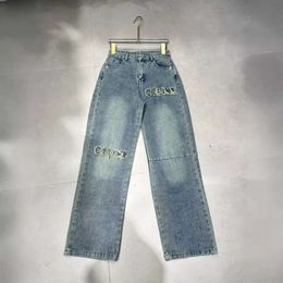 Ce24ss New Patch Embroidered Jeans With H Sewn Letter Design, Fashionable Versatile