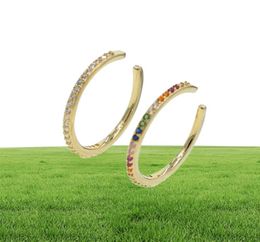 2019 new designer Women Colourful CZ circle Ear Cuff Wrap Clip Earrings Gold Colour Wedding Piercing Dualpurpose Jewellery earings2069525