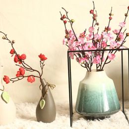 Decorative Flowers Artificial Plum Blossoms Bonsai Wedding Decoration Wall Home Office Table Living Room Decor DIY Fake Plants