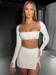 Sexy Skirt hirigin y Slit Co-Ord Sets Top and Skirt Two Pieces Set for Women Fashion Outfits Elegant Party Club Matching Sets Hot L49
