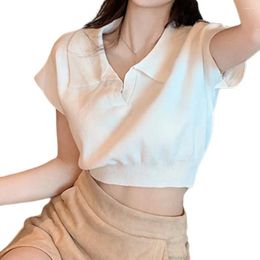 Women's T Shirts Navel-baring Top Women T-shirt Crop Fashionable Sexy Short-sleeved Summer Clothing Sweet For Girls