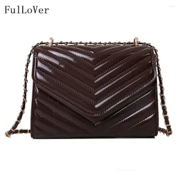 Evening Bags Women's Shoulder 2024 Design Messenger Fashion Chain Square Bright Skin Solid Color High Quality Sell