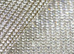 shippment2mm clear glass rhinestone Beaded trim fix or self Adhesive strass Applique Banding Diamond mesh roll for diy De57377763436092