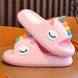 Slipper New Summer Pretty Cute Cartoon Foal Slippers Childrens Non-Slip Soft Sole Sandals Boys Girls Home Slides Scuff For Kids Shoes T240415