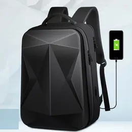 Backpack Men's Hard Shell Large Capacity Business Laptop Bag With USB Port Rhombus Design Fashion College Student School