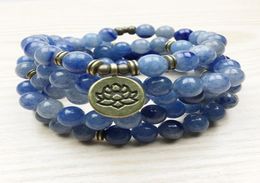 SN1165 High Quality Design Womens Mala Beads Bracelet Trendy Yogi Necklace Lotus Blue Aventurine Quartz Bracelet 6067410