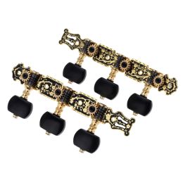 Accessories Alice AO020HV3P 1Pair(Left + right) Classical Guitar Tuning Key Gold /Black Plated Peg Tuner Machine Head(long) String Tuner