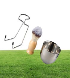 Men's Shaving Brush Set Badger Hair Wood Handle Stainless Steel Bowl Barber Men Facial Beard Cleaning Shave Tool HHA11845471574