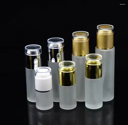 Storage Bottles 80ml Frosted Glass Bottle With Silver/matte Gold/shiny Gold/white Cap Lotion/emulsion/ Foundation/serum/toner Skin Care