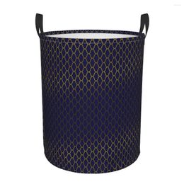 Laundry Bags Blue And Gold Pattern Folding Baskets Dirty Clothes Toys Sundries Storage Basket Home Organiser Large Waterproof Hamper