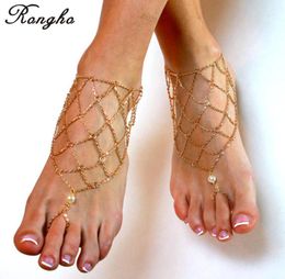 New sexy Metal Chain anklets for women barefoot sandals ankle bracelets gold leg chain ankle bikini beach foot jewerly Net ankle2892955