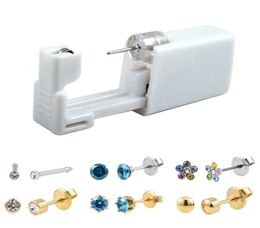 Disposable Safe No Pain Sterile Ear Stud Earring Stude Piercing Gun Piercer Tool Kit Machine Kit Earring Units Piercing Jewelry4620987