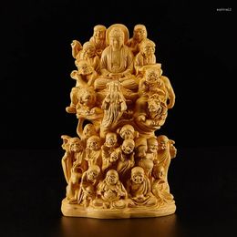 Decorative Figurines Creative Orange Decoration Home Decor China Buddhism 9 6 16cm Wood Statues Sculptures Backyard Garden Decorations