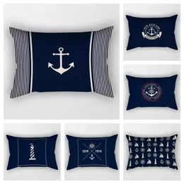 Pillow Dark Blue Nautical Whale Linen Waist Pillowcase Living Room Sofa Cover Home Decoration Can Be Customized 30 50 40 60