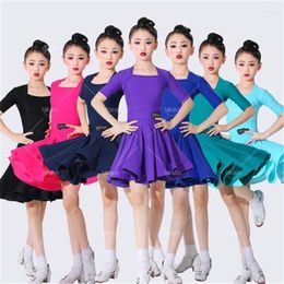 Stage Wear 2024 Kids Latin Dance Dress Girl Modern Dancing Professional Performance Competiton Costume