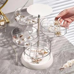 Storage Boxes 4/5Layers Rotating Jewellery Box Makeup Organiser Transparent Bracelet Earrings Plastic Display Rack Dust-proof