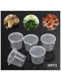 Storage Bottles 50pcs Sauce Box Seasoning Round Transparent Conjoined Plastic With Lid Delivery Packaging Kitchen Supply