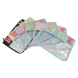 Cosmetic Bags Embroidered Letter Makeup Large Capacity Multifunctional Waterproof Transparent PVC Zipper Toiletry