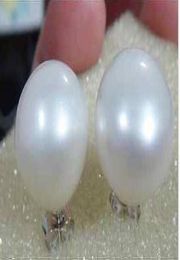 HUGE 1415MM NATURAL SOUTH SEA WHITE STUD PEARL EARRING 14K WHITE GOLDt9746957