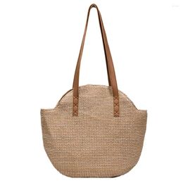 Totes Straw Beach Women Handbag Handmade Woven Vintage Summer Shoulder Top-Handle Bags For Outdoor Traveling Shopping