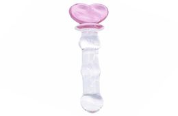 DOMI 21cm Long Ice and Fire Series Pink Heart Design Glass Adult Butt Anal Plug Sex Toys S9245894085